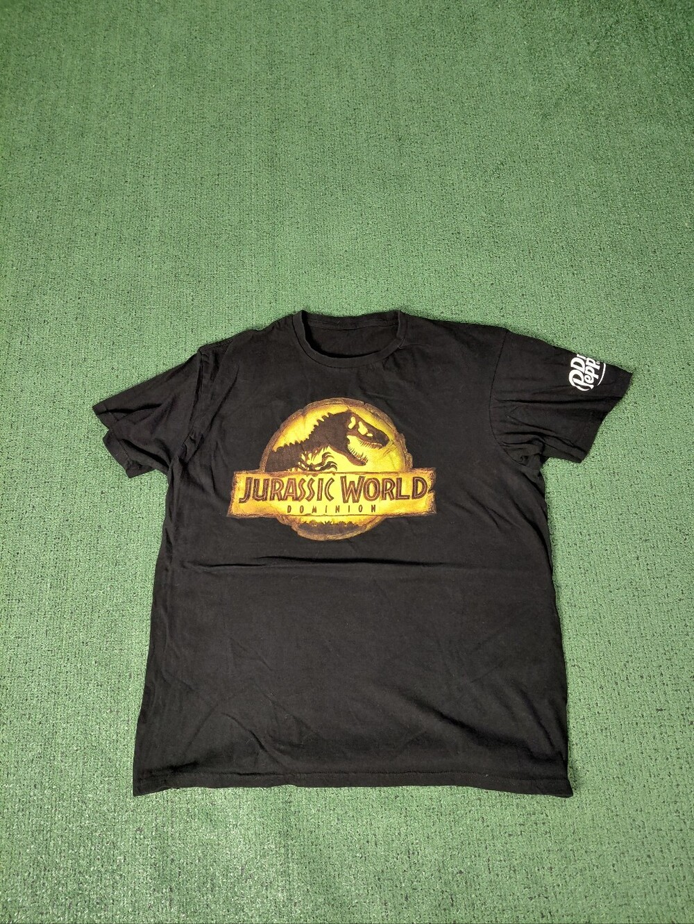 Jurassic World Dominion Dr. Pepper Promo Logo Movie Black T Shirt Sz Large